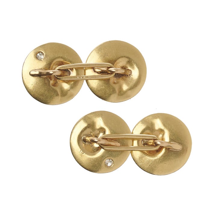 Art Nouveau Diamond and Gold Lady and Bird Cufflinks, Circa 1900