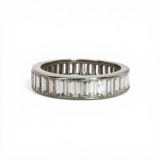 Baguette Diamond and Platinum Eternity Ring, Circa 1990, 5.00 Carats