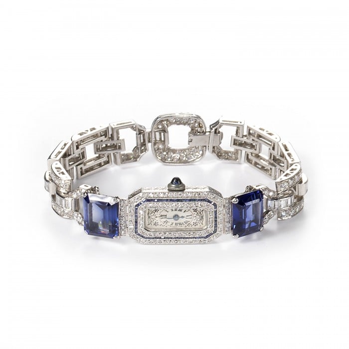 Black Starr & Frost Diamond and Platinum Cocktail Wristwatch, with Longines Movement, Circa 1930
