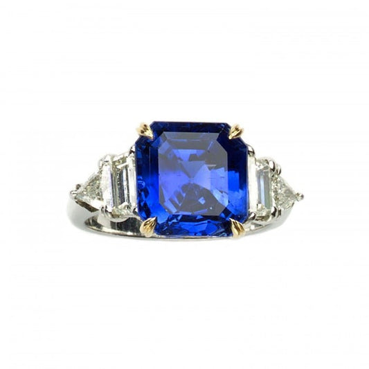 Cartier 7.51 Carat GIA Certified Burma Sapphire, Diamond, Gold and Platinum Ring, Circa 2000