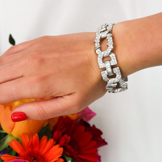 Cartier Art Deco Diamond and Platinum Bracelet, 22.40 Carats, Circa 1929