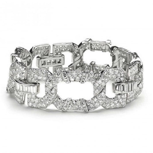 Cartier Art Deco Diamond and Platinum Bracelet, 22.40 Carats, Circa 1929