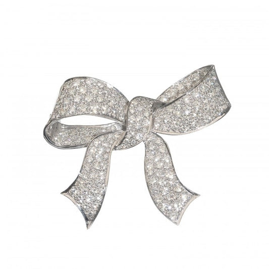 Diamond and 18ct White Gold Bow Brooch, 15.00ct, 1994