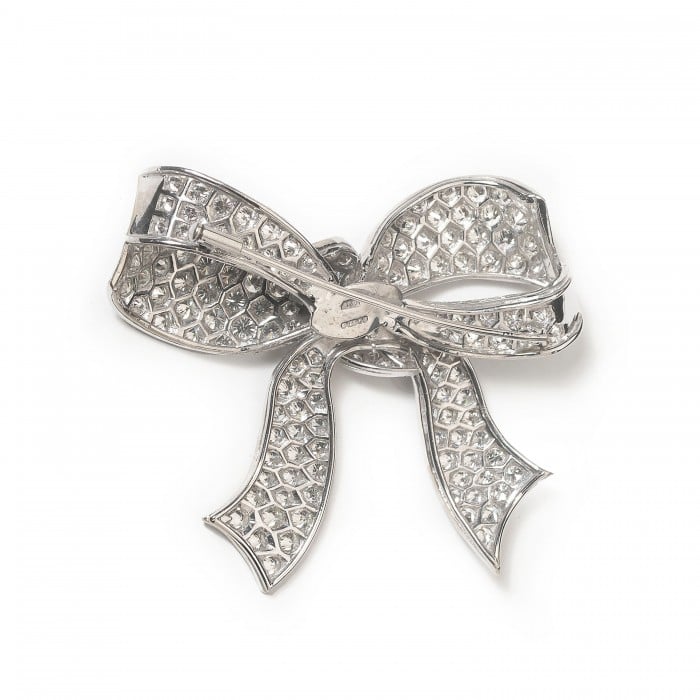 Diamond and 18ct White Gold Bow Brooch, 15.00ct, 1994