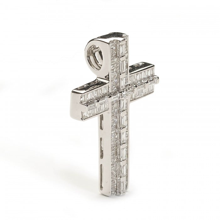Diamond and White Gold Cross Pendant 0.69ct