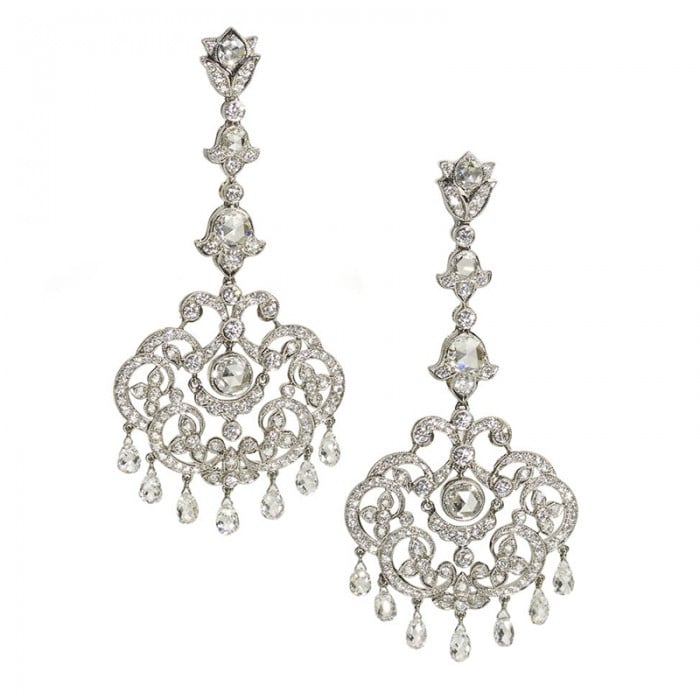 Diamond and White Gold Drop Earrings, 5.96ct