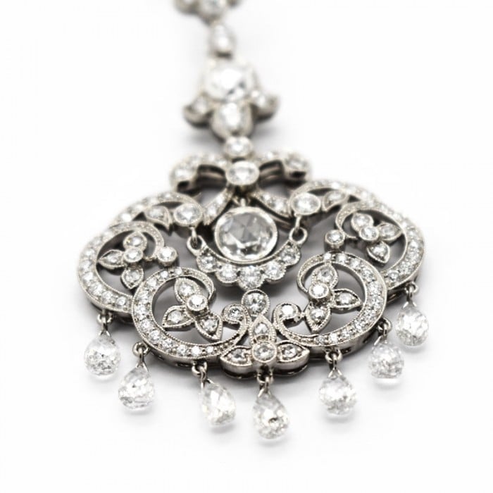 Diamond and White Gold Drop Earrings, 5.96ct