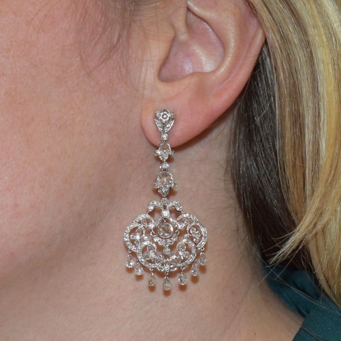 Diamond and White Gold Drop Earrings, 5.96ct