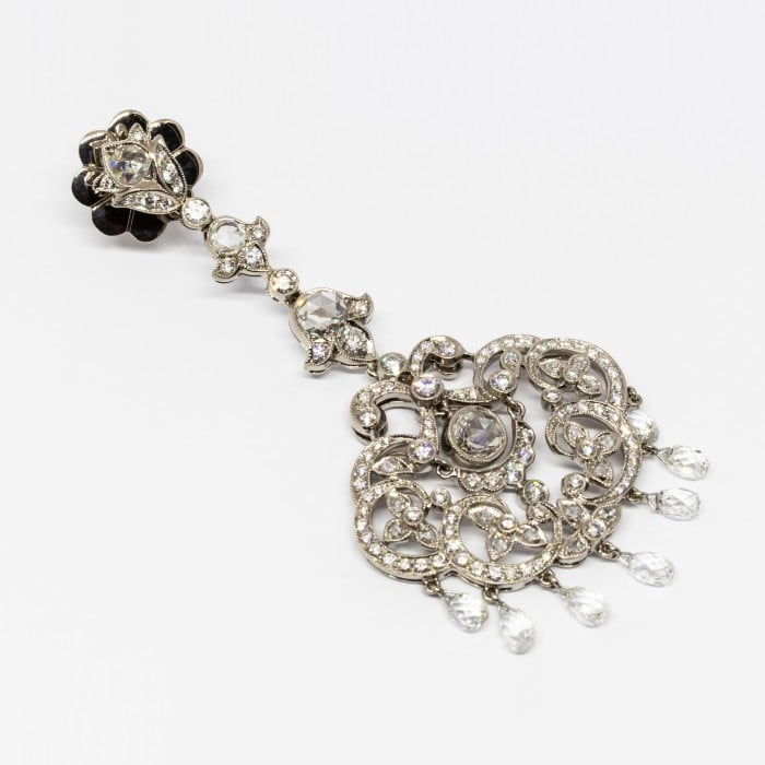 Diamond and White Gold Drop Earrings, 5.96ct