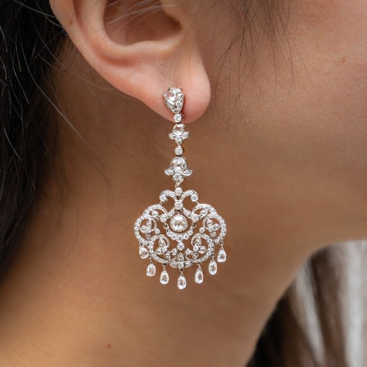 Diamond and White Gold Drop Earrings, 5.96ct