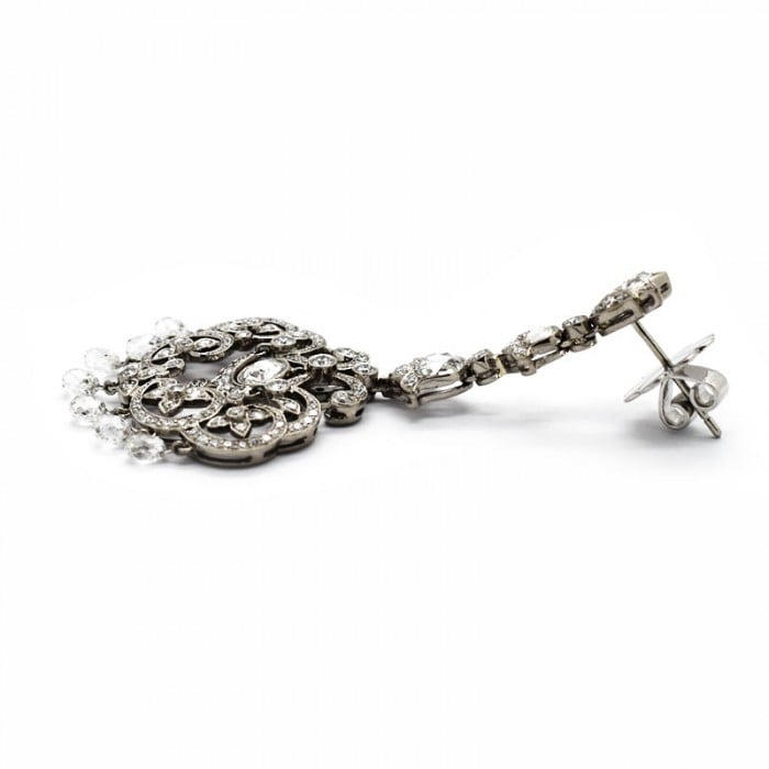 Diamond and White Gold Drop Earrings, 5.96ct