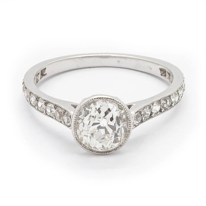 Edwardian Style Cushion Cut 1.20 Carat Diamond and Platinum Solitaire Ring