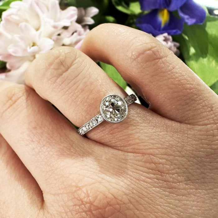 Edwardian Style Cushion Cut 1.20 Carat Diamond and Platinum Solitaire Ring