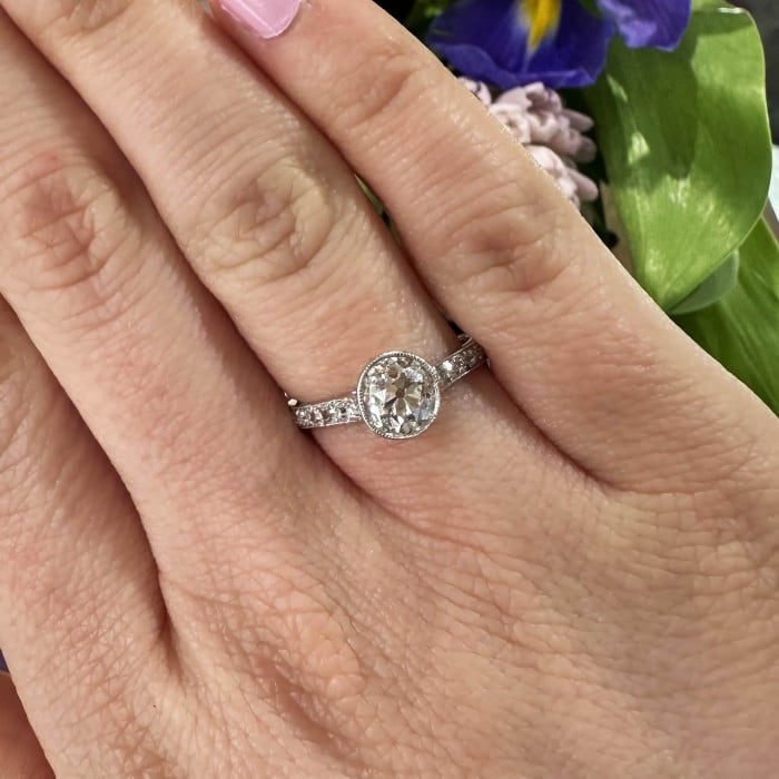 Edwardian Style Cushion Cut 1.20 Carat Diamond and Platinum Solitaire Ring