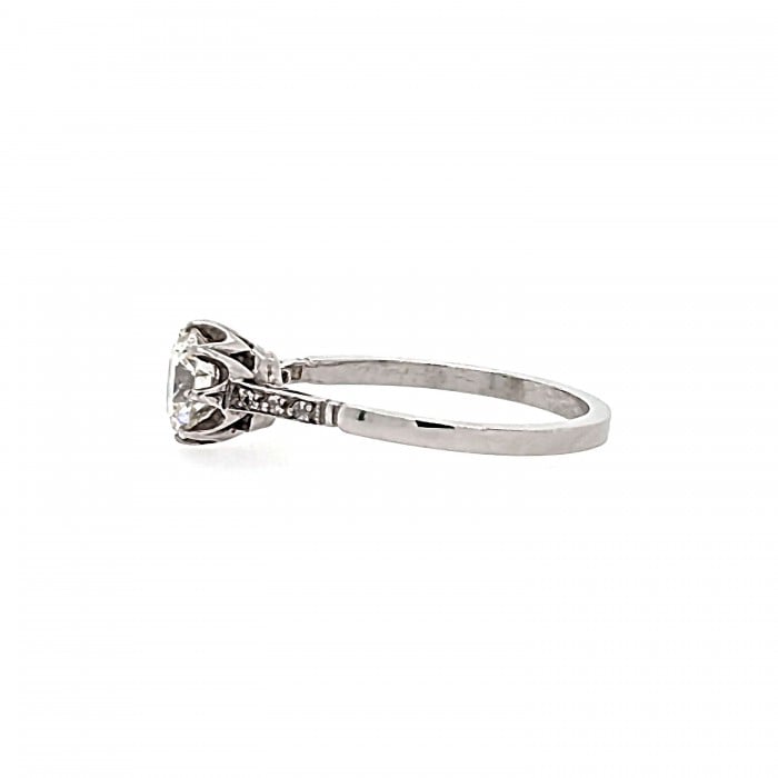 Edwardian Style Diamond and Platinum Solitaire Ring, 0.87 Carat