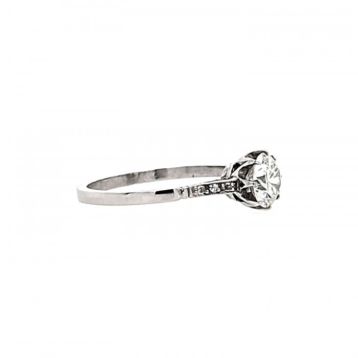 Edwardian Style Diamond and Platinum Solitaire Ring, 0.87 Carat