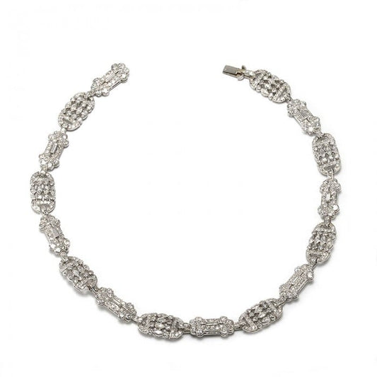 French André Kahn Art Deco Platinum Diamond Choker Necklace or Pair of Bracelets, 20 Carats, Circa 1930