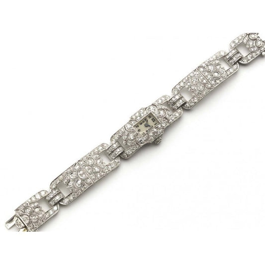 French Art Deco Diamond and Platinum Cocktail Wristwatch, Circa 1930