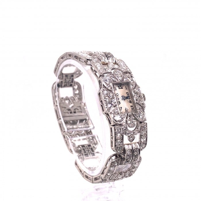 French Art Deco Diamond and Platinum Cocktail Wristwatch, Circa 1930