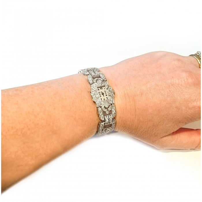 French Art Deco Diamond and Platinum Cocktail Wristwatch, Circa 1930