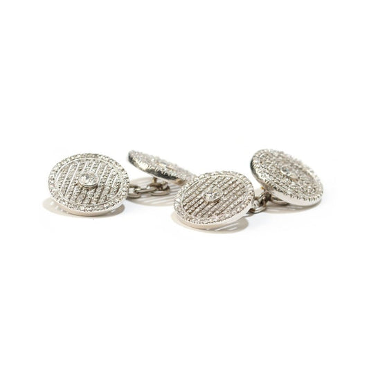 French Belle Époque Diamond and Platinum Cufflinks, by Victor Réard, Circa 1921