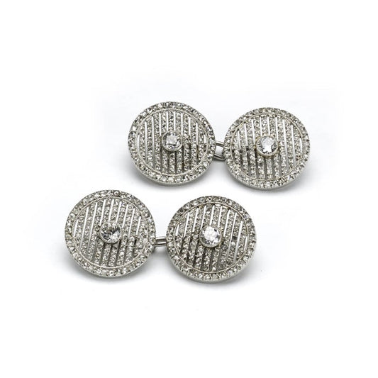 French Belle Époque Diamond and Platinum Cufflinks, by Victor Réard, Circa 1921