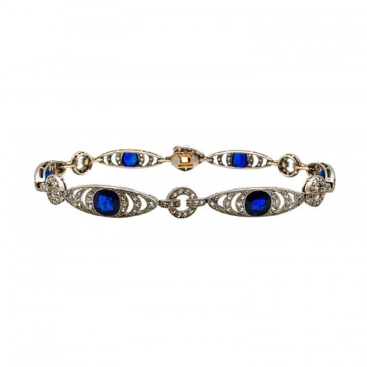 French Belle Époque Thibault & Jolivot Sapphire Diamond and Platinum Bracelet, Circa 1910