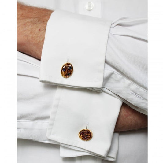 French Georges Le Saché for Tiffany & Co. Art Nouveau Sapphire Ruby and Gold Cufflinks, Circa 1890