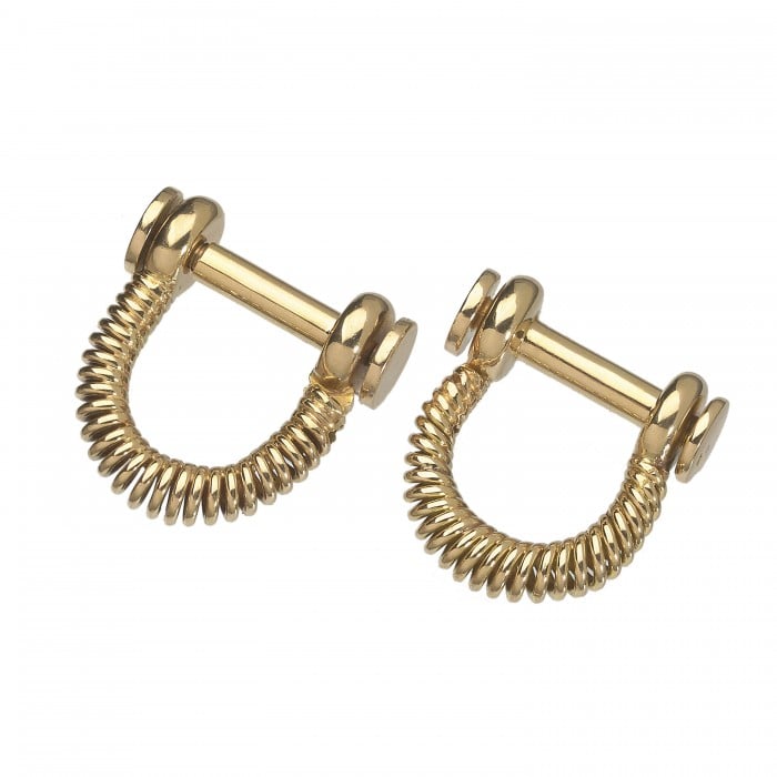 French Gold Spring Stirrup Cufflinks, Circa 1950