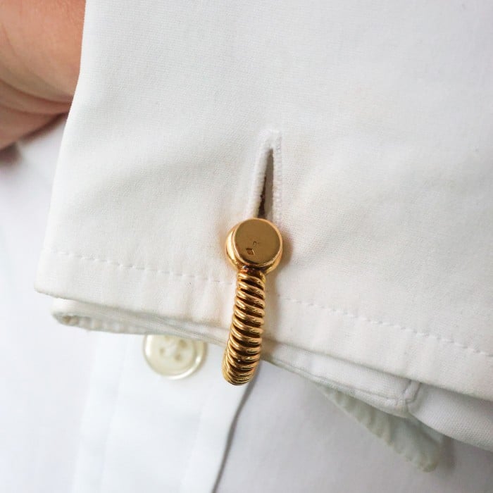 French Gold Spring Stirrup Cufflinks, Circa 1950