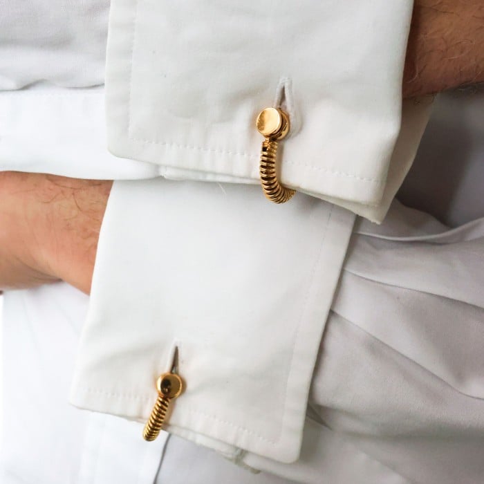 French Gold Spring Stirrup Cufflinks, Circa 1950