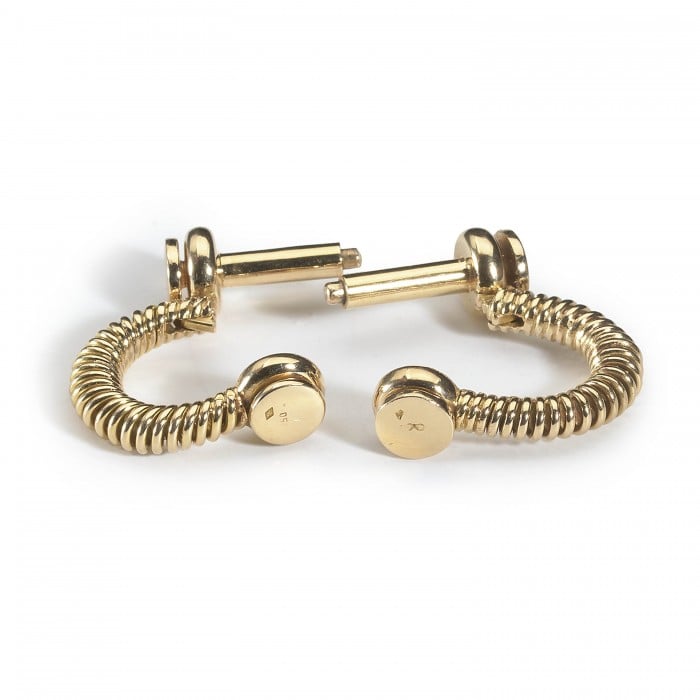 French Gold Spring Stirrup Cufflinks, Circa 1950