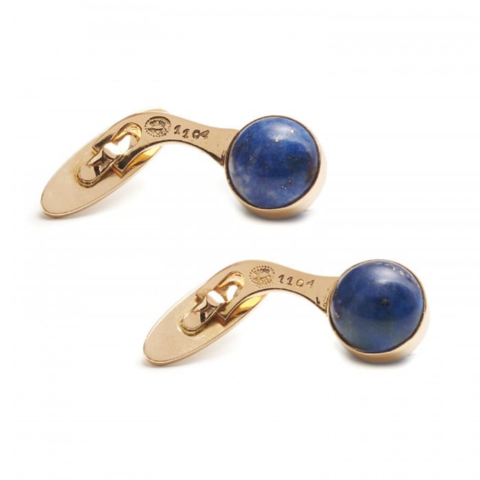 Georg Jensen Lapis Lazuli Ball and Gold Cufflinks, Designed by Magnus Stephensen, Circa 1960