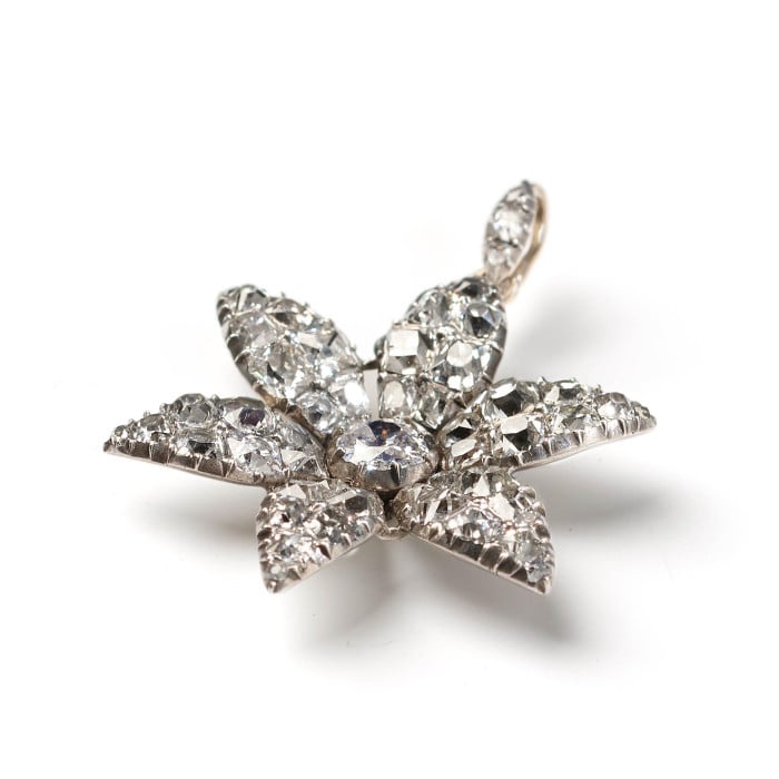 Georgian Diamond and Silver Flower Pendant, Circa 1790