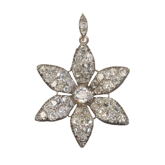 Georgian Diamond and Silver Flower Pendant, Circa 1790
