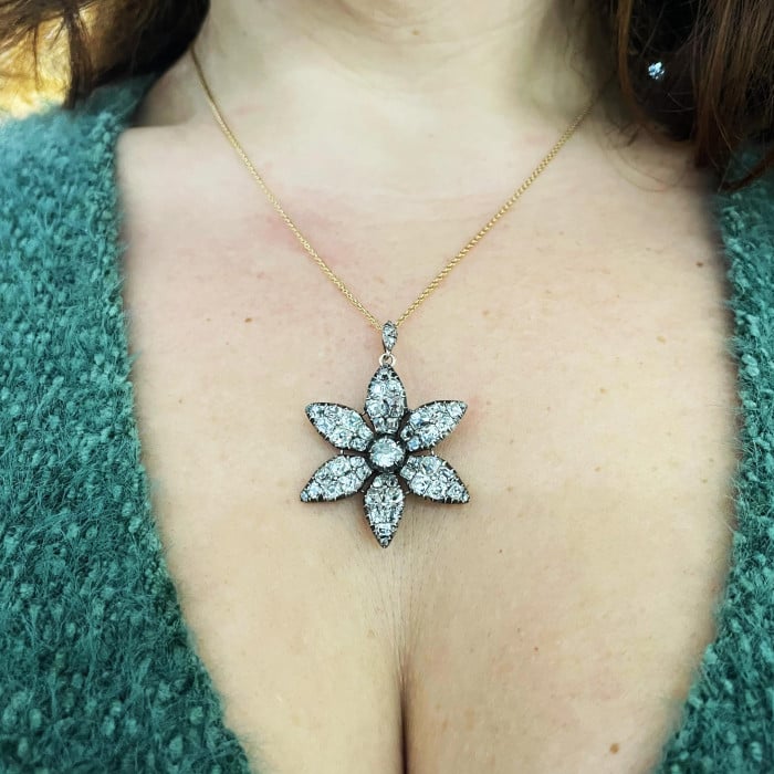 Georgian Diamond and Silver Flower Pendant, Circa 1790