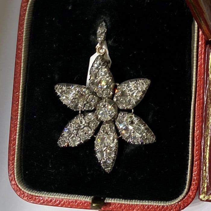 Georgian Diamond and Silver Flower Pendant, Circa 1790