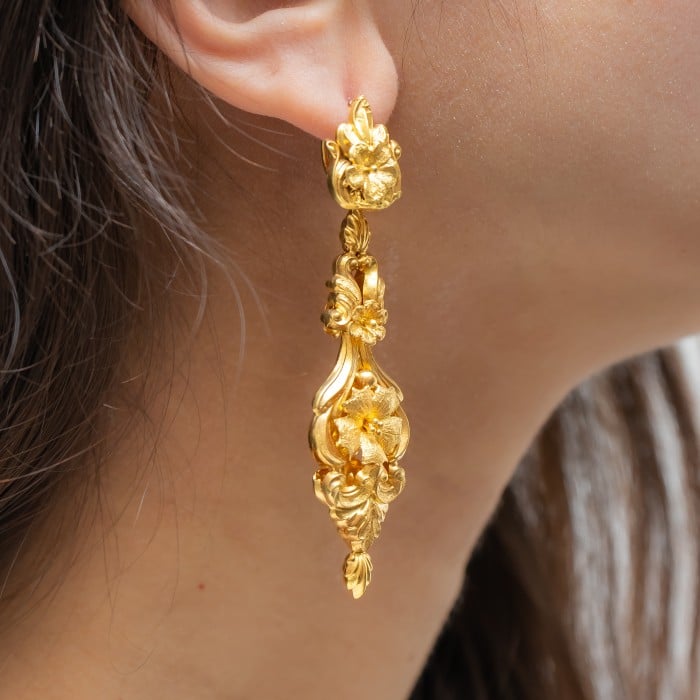 Georgian Gold Reversible Drop Earrings, Circa 1820
