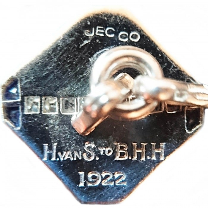 J. E. Caldwell Sapphire, Diamond and Platinum Cufflinks, Dated 1922
