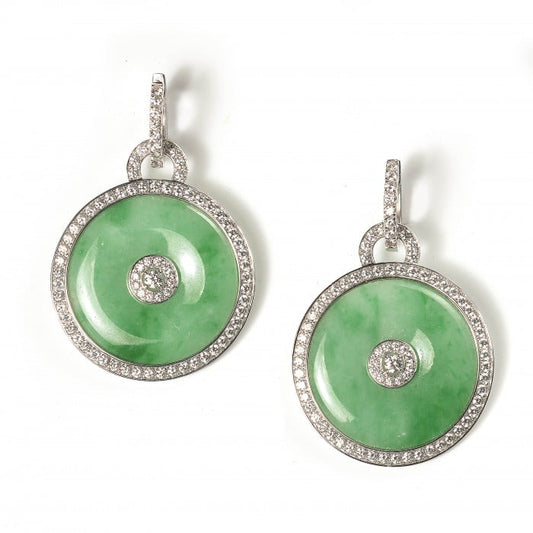 Jadeite Jade And Diamond Drop Earrings, 4.50ct