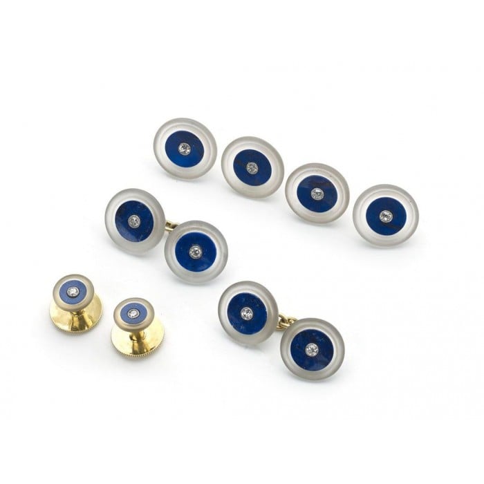 Lapis Lazuli, Frosted Rock Crystal and Diamond Dress Set