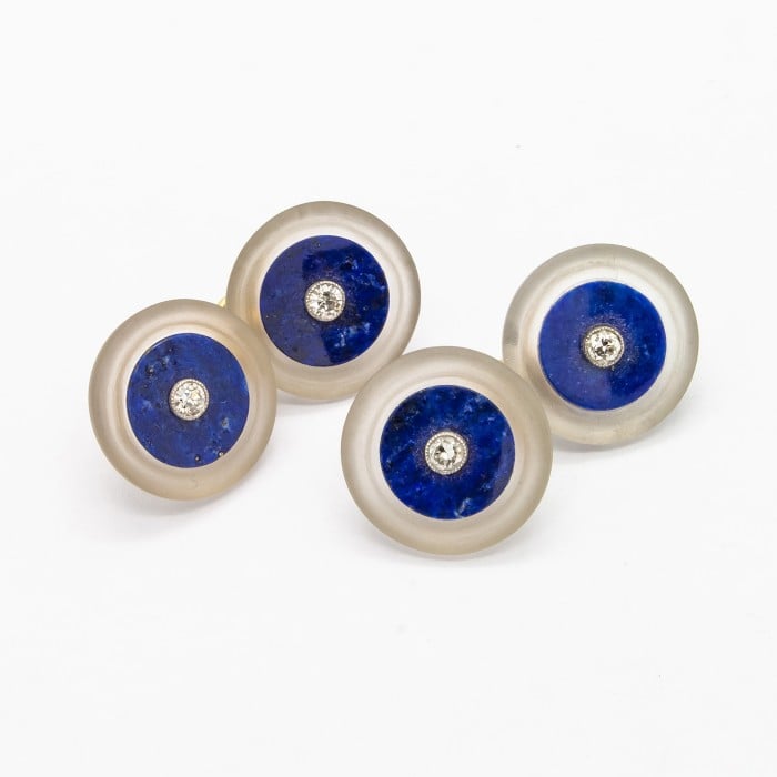 Lapis Lazuli, Frosted Rock Crystal and Diamond Dress Set