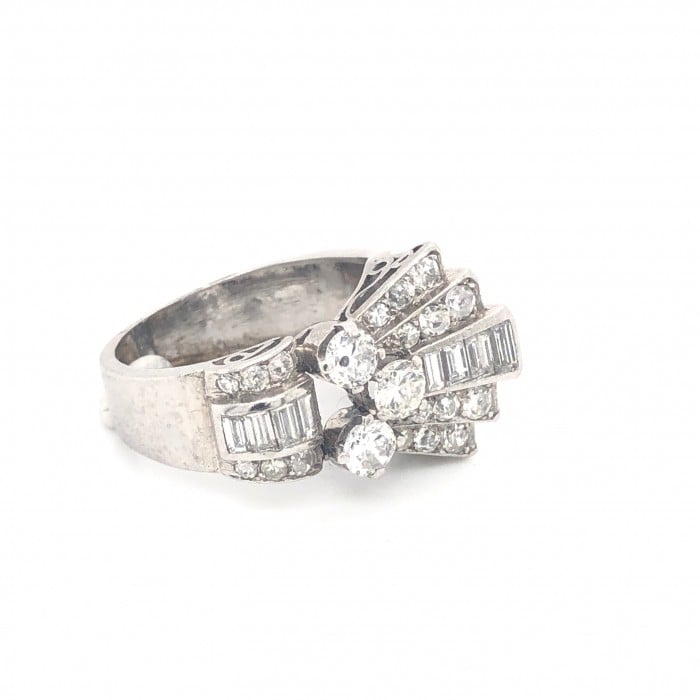 Late Art Deco Diamond and Platinum Ring, 1.60ct, Circa 1940