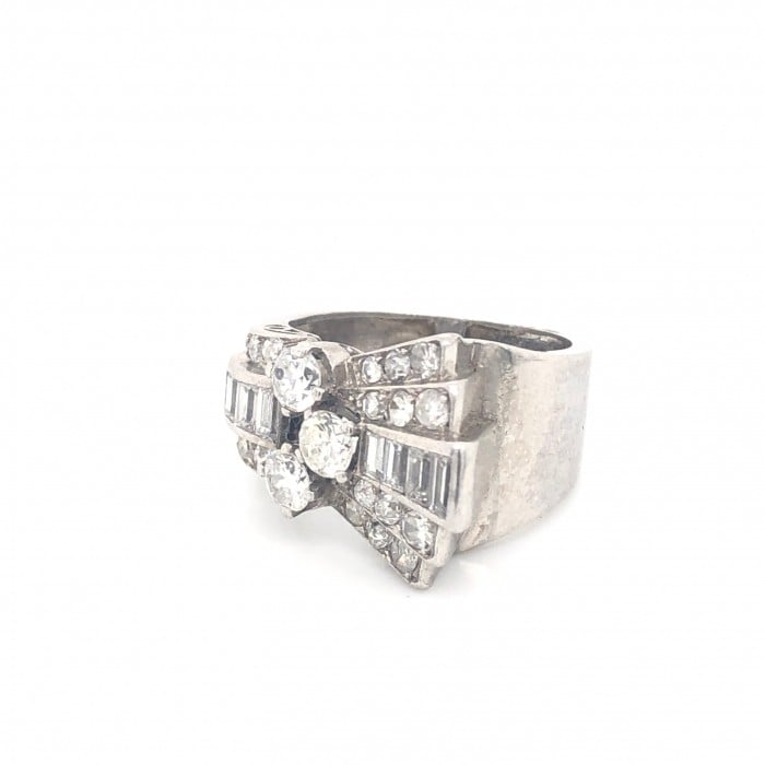 Late Art Deco Diamond and Platinum Ring, 1.60ct, Circa 1940