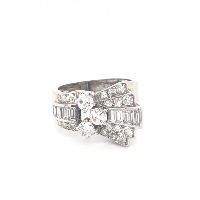 Late Art Deco Diamond and Platinum Ring, 1.60ct, Circa 1940
