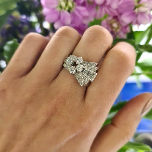 Late Art Deco Diamond and Platinum Ring, 1.60ct, Circa 1940