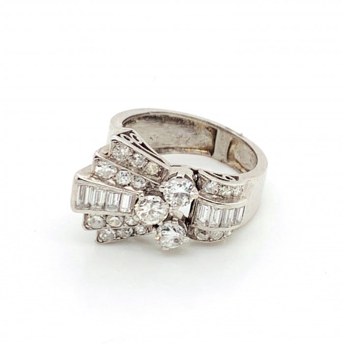 Late Art Deco Diamond and Platinum Ring, 1.60ct, Circa 1940