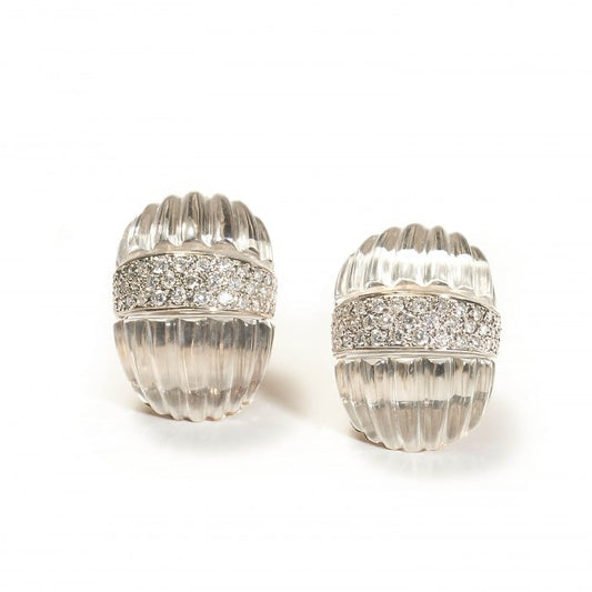 Maz Carved Rock Crystal And Diamond Earrings, 2.25ct