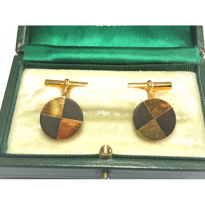 Mellerio Wood and 18 Carat Gold Cufflinks, Circa 1960