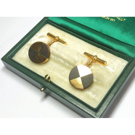 Mellerio Wood and 18 Carat Gold Cufflinks, Circa 1960